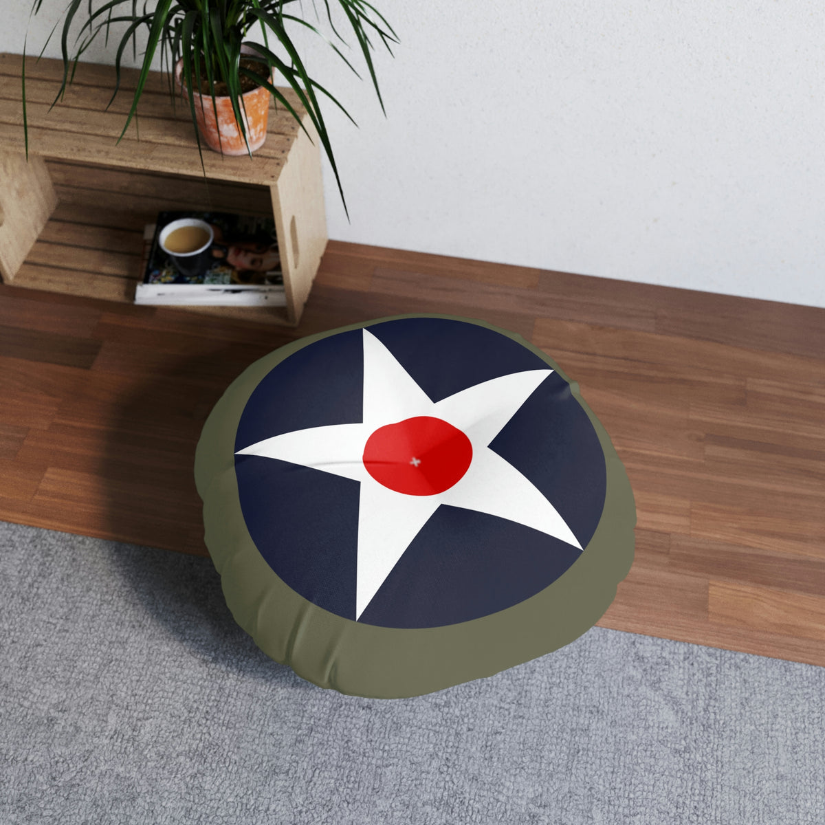 USAAC Tufted Floor Pillow, Round - I Love a Hangar