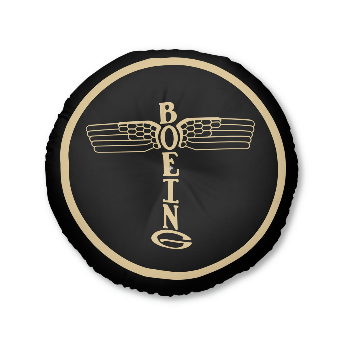 Vintange Style Boeing Yoke Cap Tufted Floor Pillow, Round - I Love a Hangar