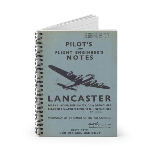 Avro "Lancaster" Inspired Spiral Notebook - I Love a Hangar
