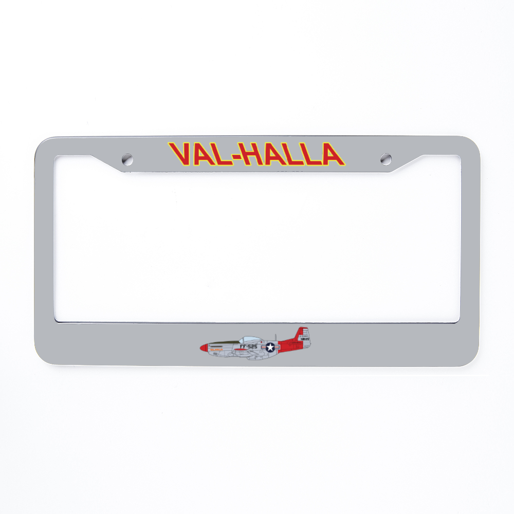 P-51 Valhalla Personalized License Plate Frame, Car License Plate Covers Holders Customize 2 Hole Anti-Theft (Aluminum) - I Love a Hangar
