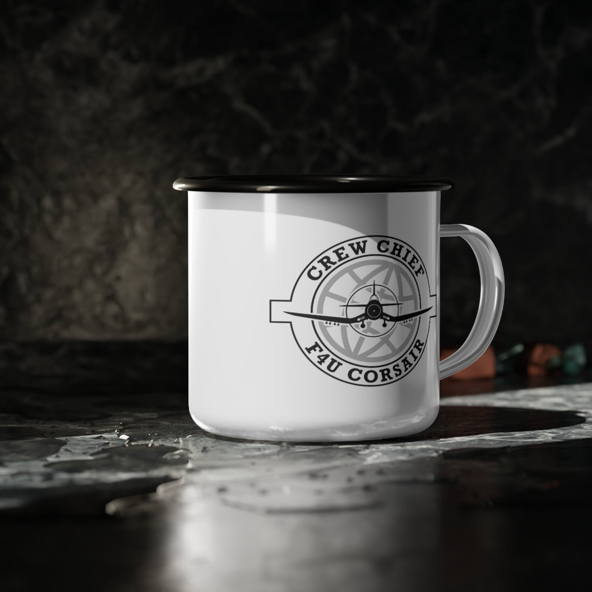 Crew Chief Enamel Mug (F4U Corsair) - I Love a Hangar