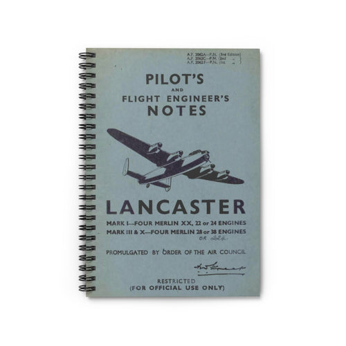 Avro "Lancaster" Inspired Spiral Notebook - I Love a Hangar