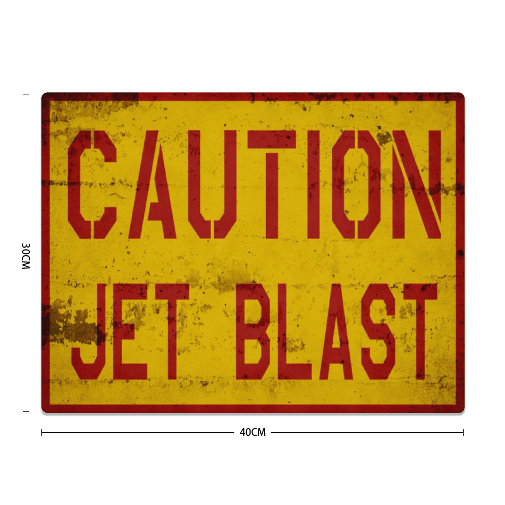 "Caution Jet Blast" Metal Sign 16inx12in - I Love a Hangar