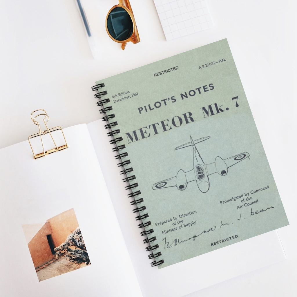 Gloster "Meteor" Inspired Spiral Notebook - I Love a Hangar