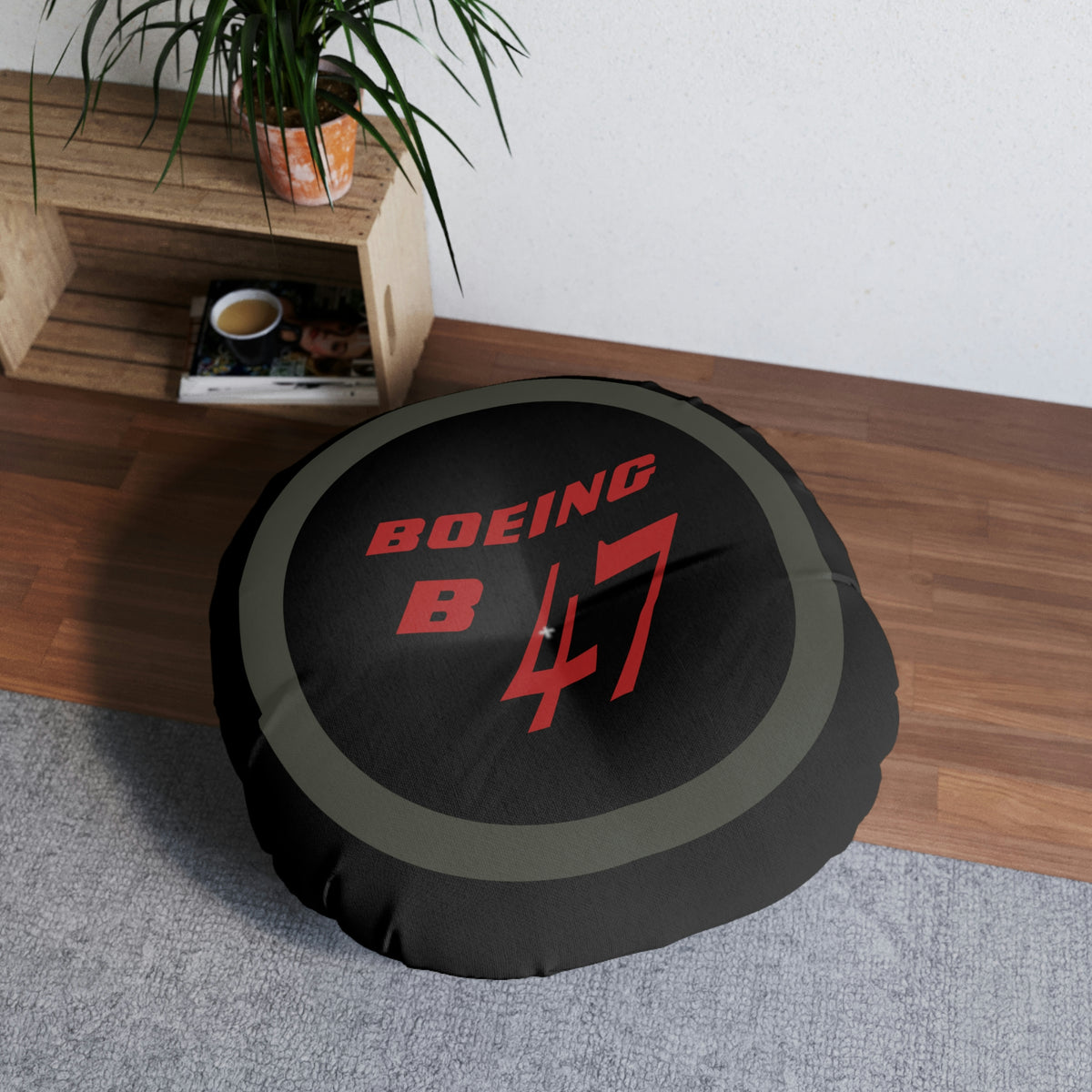 B-47  Tufted Floor Pillow, Round - I Love a Hangar