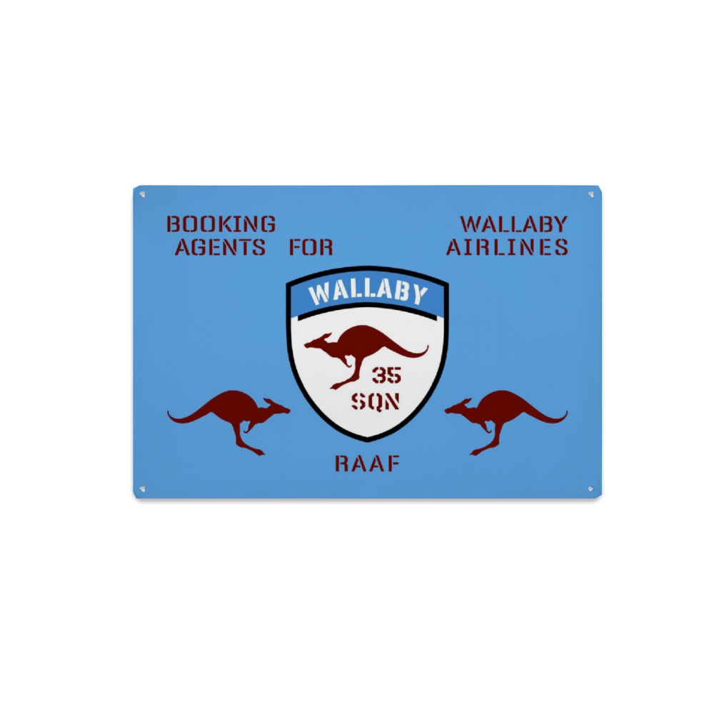 "Wallaby Airlines" 35 SQN RAAF Metal Wall Sign 18x12 Inch - I Love a Hangar