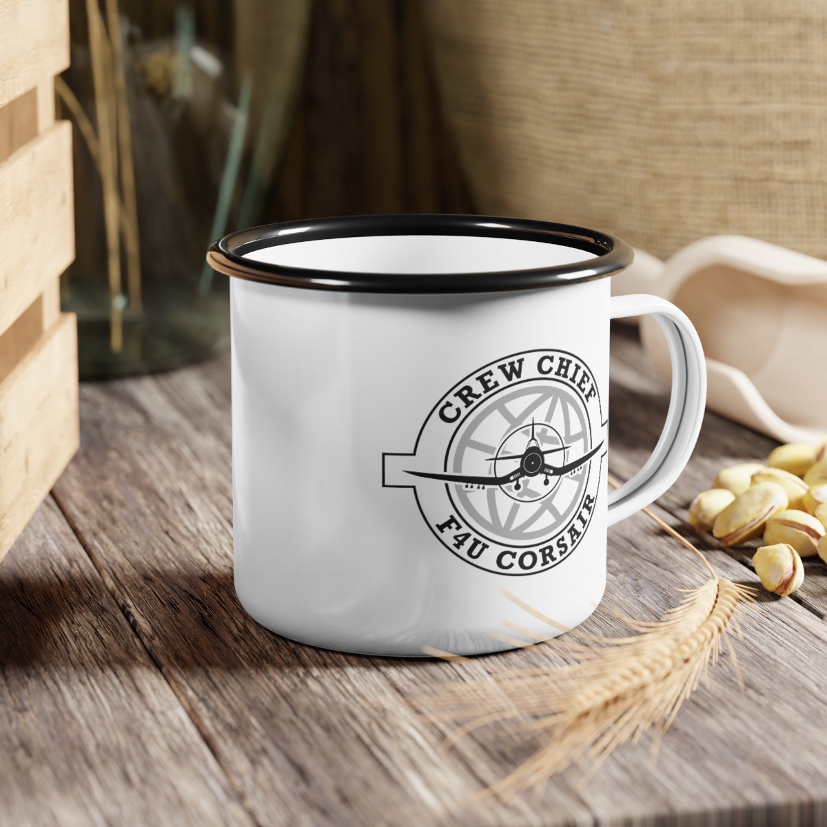 Crew Chief Enamel Mug (F4U Corsair) - I Love a Hangar