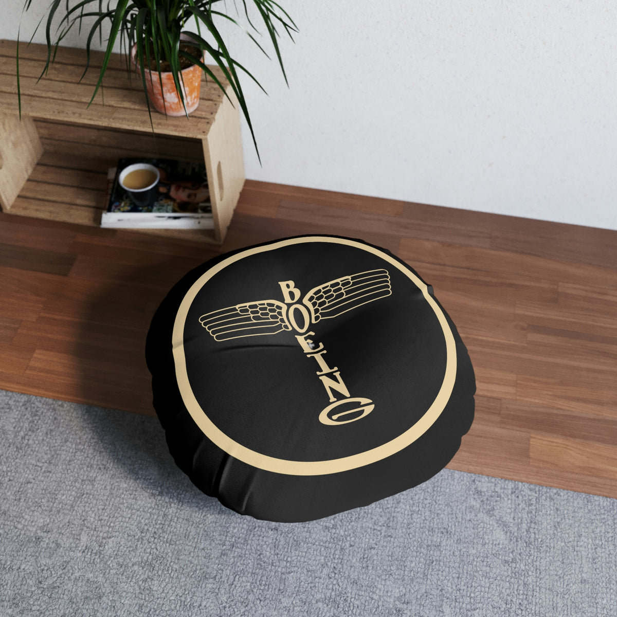 Vintange Style Boeing Yoke Cap Tufted Floor Pillow, Round - I Love a Hangar