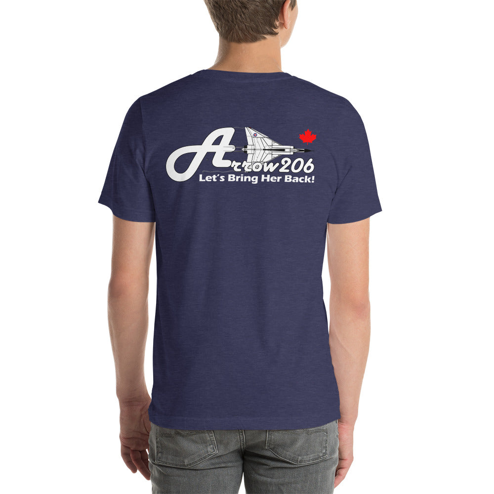Arrow 206 Unisex t-shirt - Brand Front, Logo Back - I Love a Hangar